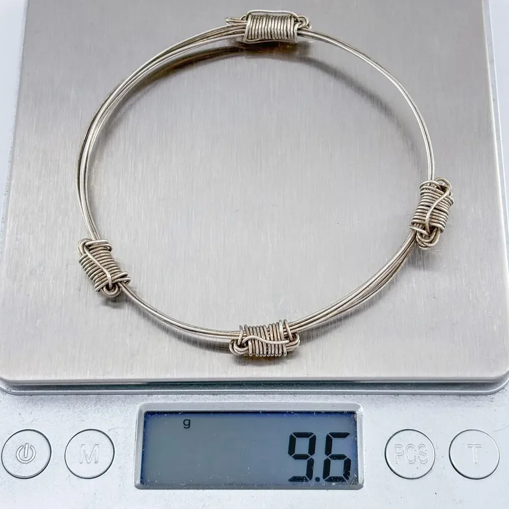 Vintage Sterling Silver 925 Multi Wire Coiled Bangle Bracelet 8
